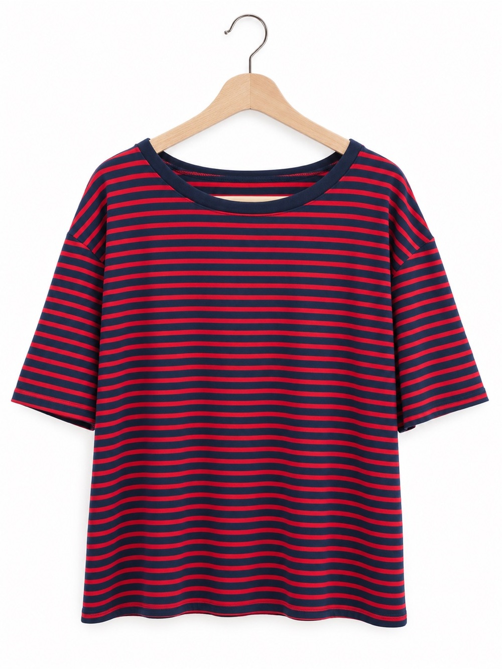 Frank & Eileen Josephine Short Sleeve Tee 100% Cotton Striped Navy Red Size XL